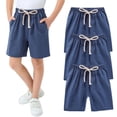 thumbnail image 2 of KAUOD Kids Casual Shorts 3 Pack Boys Girls Soft Elastic Waist Beach Bermuda Shorts Summer Solid Comfy Midi Pants, 2 of 4