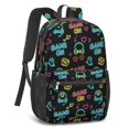thumbnail image 2 of Game Controller Black Pattern 17" School Backpacks for Teens,Waterproof Oxford Fabric,S-Shape Padded Straps for School,Travel,Hiking,Camping, 2 of 6
