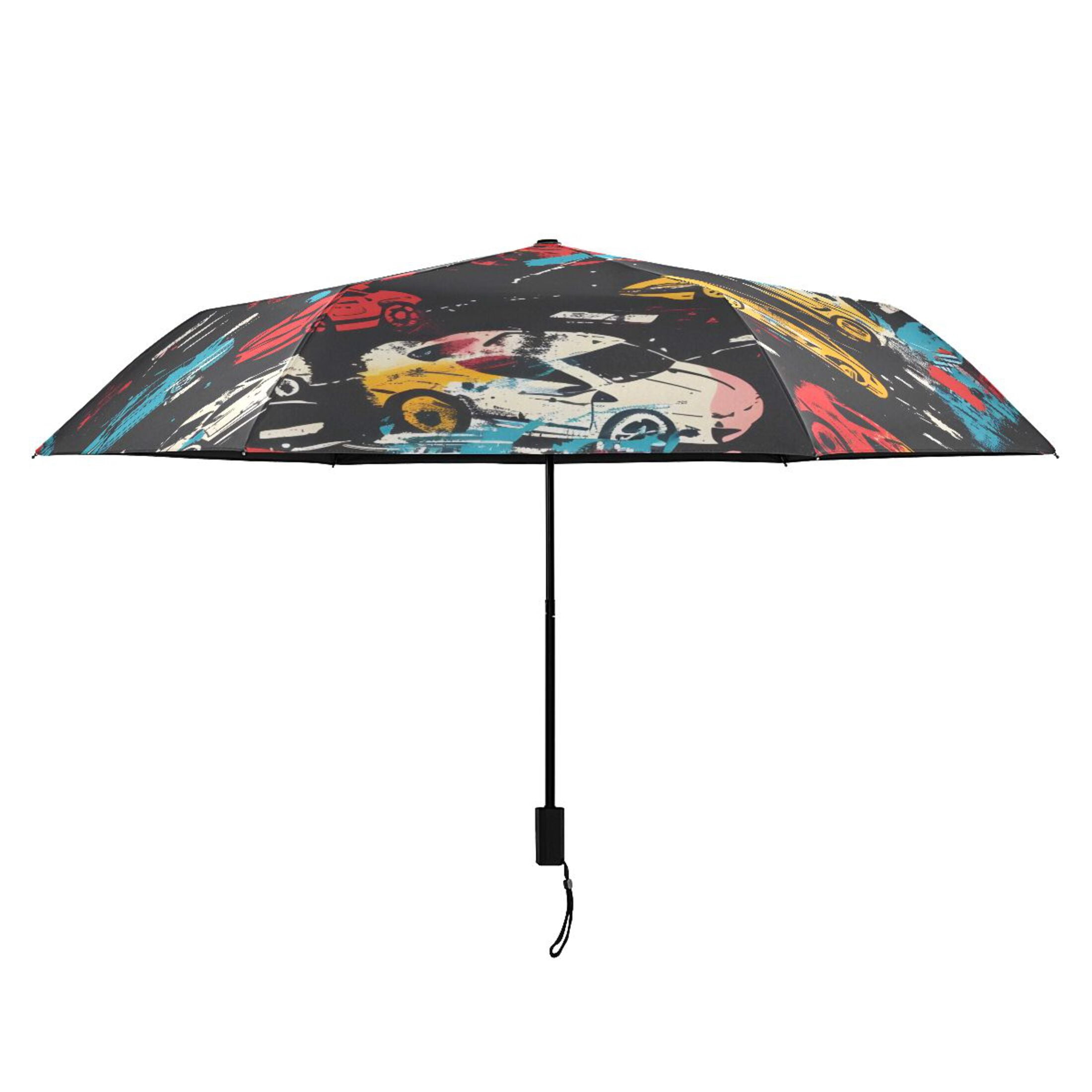 Abstract Sport Cars Compact Sun Umbrella Windproof Travel Umbrellas for Rain Strong Portable UV Protection