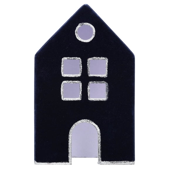 Velvet-Feel House Christmas Decoration, Blue and Silver, 8", by Holiday Time