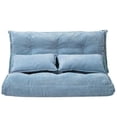 thumbnail image 7 of Soft Fabric Futon Sofa Bed for Living Room, Adjustable Floor Sofa Chair Lounge Mattress Lazy Man Couch with 2 Pillows for Bedroom, Blue, 7 of 7