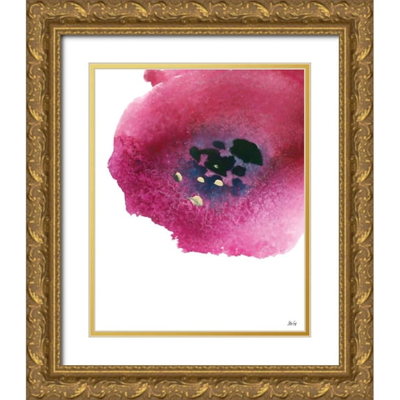 Fay, Mela 26x32 Gold Ornate Wood Framed with Double Matting Museum Art Print Titled - Poppy Painting II