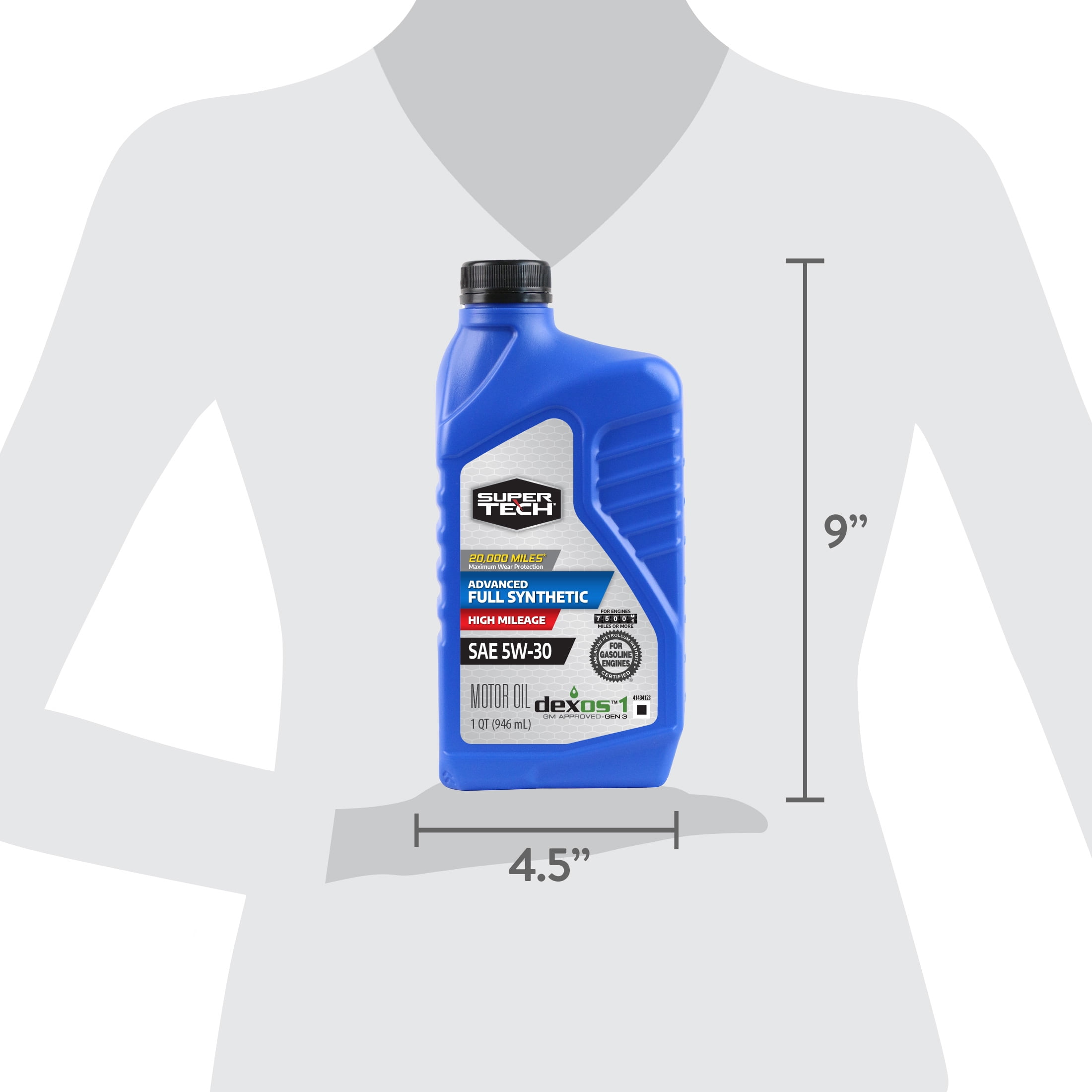 Super Tech Advanced High Mileage Full Synthetic SAE 5W-30 Motor Oil, 1 Quart