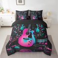 thumbnail image 2 of Castle Fairy Music Guitar 7-Piece Twin Bedding Sets,Pink Blue Bedding Comforter Set,Musical Notes Breathable Sheet Sets,Ultra Soft Melody Home Decor,Reversible, 2 of 8
