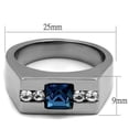 thumbnail image 5 of High polished (no plating) Stainless Steel Ring with Top Grade Crystal in Aquamarine for Women Aquamarine Stone Color Style TK2307 Size 10, 5 of 5