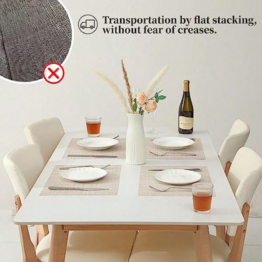 Beige Placemats Set of 20 - Heat Resistant Non-Slip Place mats for Dining Table Washable Durable PVC Vinyl Woven Table Mats Beige 20