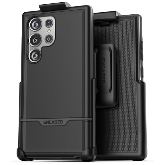Encased Rebel Designed for Samsung Galaxy S24 Ultra Belt Clip Case (2024) Protective Phone Case with Holster (Black)