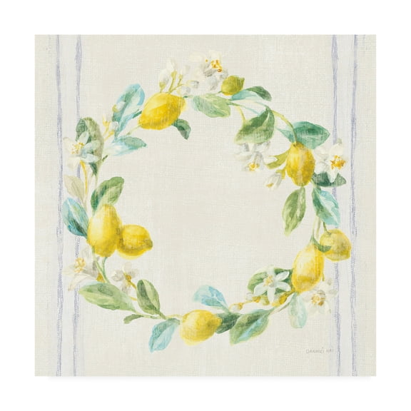 Trademark Fine Art Cuisine Canvas Art ' Flour sack Lemons V Navy ' by Danhui Nai