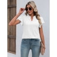 thumbnail image 3 of PULLIMORE Womens Summer Tops V Neck Ruffle Short Sleeve T-Shirts Eyelet Breathable Casual Loose Fit Shirts (S,White), 3 of 9