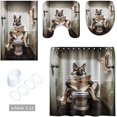 thumbnail image 2 of 4PCS/Set Highland Cow Bathroom Funny Animal Highland Cow Sitting on The Toilet Reading a Newspaper Shower Curtains for Bathroom Decor,Black Grey Bathroom Decor,Waterproof Fabric Bath Curtain, 2 of 6