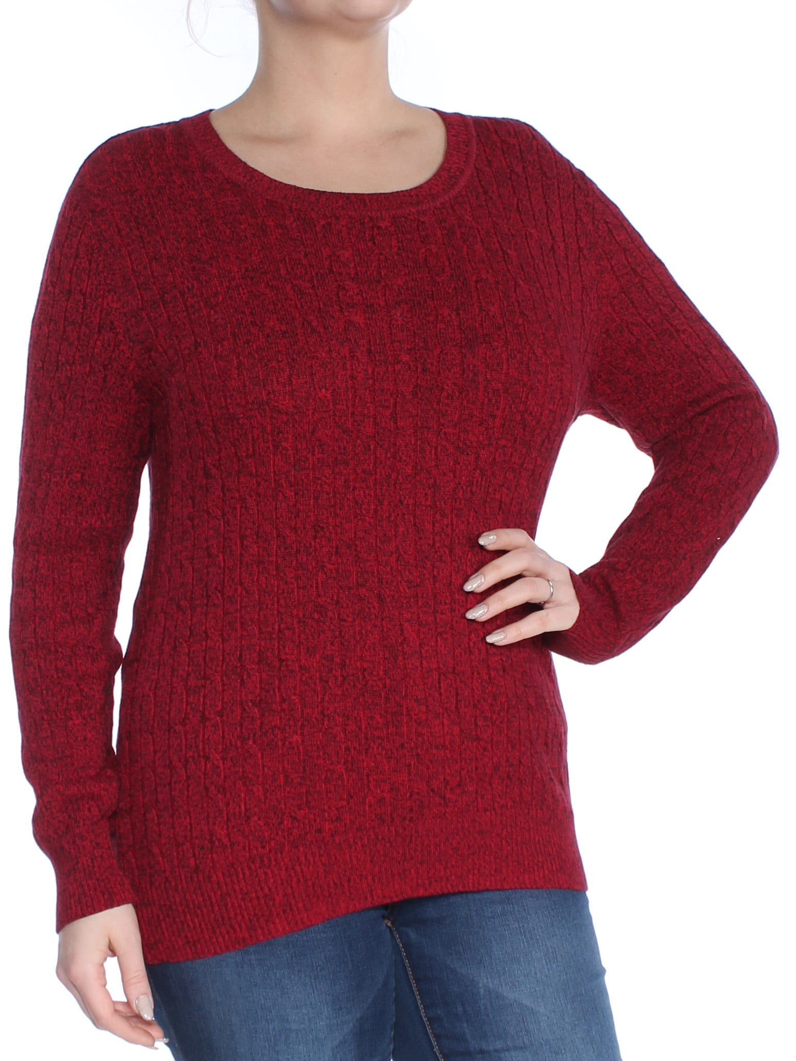 Karen Scott Womens 100% Cotton Cable Knit Key Hole Sweater 