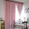 thumbnail image 5 of Miuline 2pcs Blackout Curtains Double Layer Openwork Stars Curtain Nordic Style Romantic Decorative Window Voile Curtains(Pink), 5 of 6