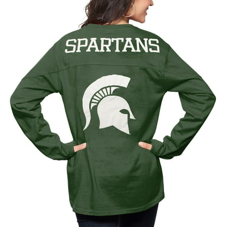 Michigan State Spartans Pressbox Women's The Big Shirt Oversized Long Sleeve T-Shirt - Green