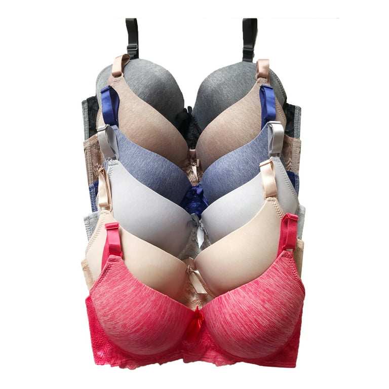 Women Bras 6 Pack of T-shirt Bra B Cup C Cup D Cup DD Cup DDD Cup 44DD  (S8227)