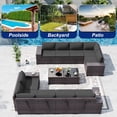 thumbnail image 4 of ASJMR 12PCS PE Rattan Patio Furniture Conversation Set All-Weather Sectional Sofa Set with Coffee Table & Cushions (Black), 4 of 10