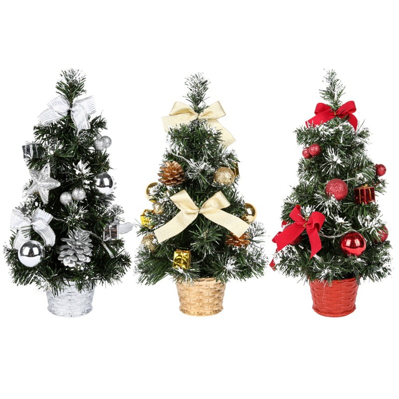 Tabletop Christmas Pine Tree gold silver green Mini snow Tree Small decorations 