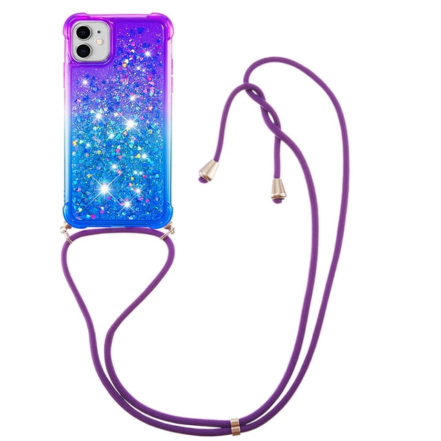 Funda para iPhone 12 Mini Brillantina Líquida Divertida Reluciente y con Cristales en Movimiento Cuerpo Cruzado con Cordón Ajustable