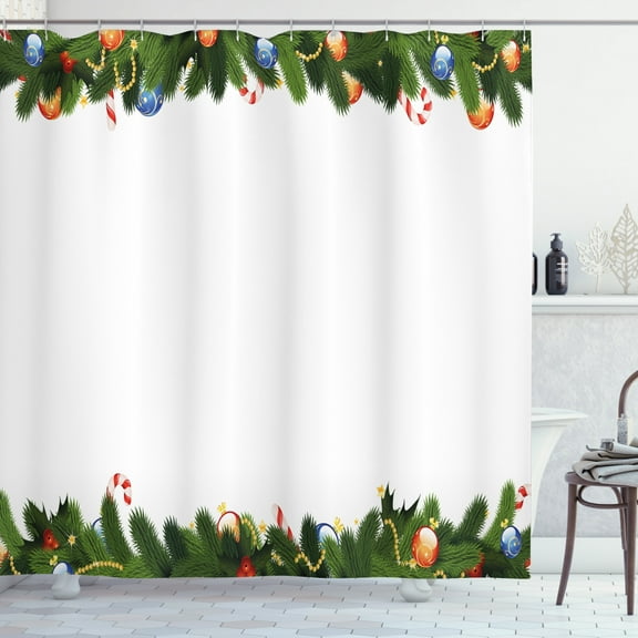 Ambesonne New Year Shower Curtain, Christmas Candy Canes, 69"Wx70"L, Multicolor