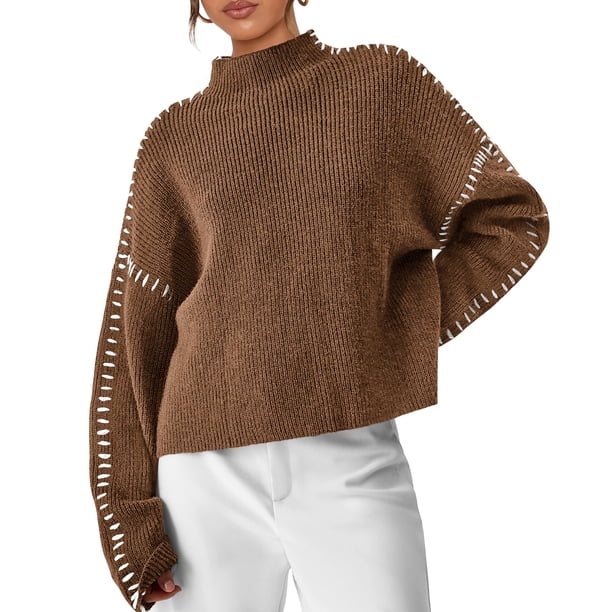 Suéter PRETTYGARDEN 2025 Otoño Tejido Grueso Cuello Simulado M