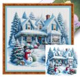 thumbnail image 1 of Hilo Algodón Ecológico Bordado Punto Cruz Casa Navidad Impreso 11CT 50x50cm, 1 of 9