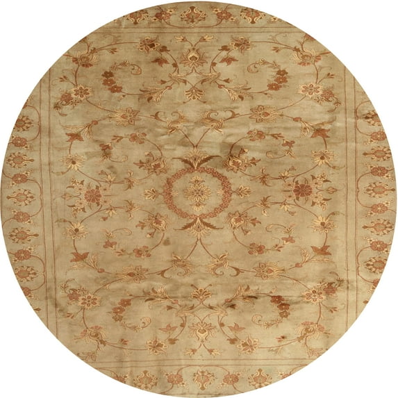 Ahgly Company Indoor Round Contemporary Orange Abstract Area Rugs, 8' Round