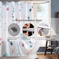thumbnail image 4 of Decoreagy Long 72x96in Shower Curtain,Teal and Blush Floral Shower Curtain,Cute Watercolor Flowers Shower Curtain for Bathroom,Modern Minimalist  Waterproof Fabric Shower Curtain Set with Hooks, 4 of 15