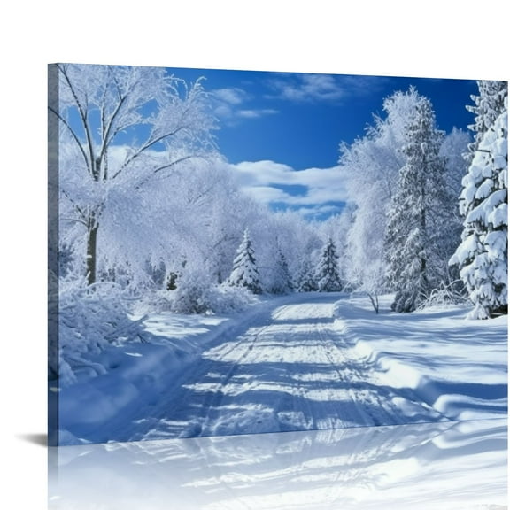 MLJA  Winter Scene Canvas Wall Art for Home Office Decor - Beautiful Winter Landscape Snow Trees Art Modern Cool Wall Paintings Print On Canvas HD Giclee Ready to Hang