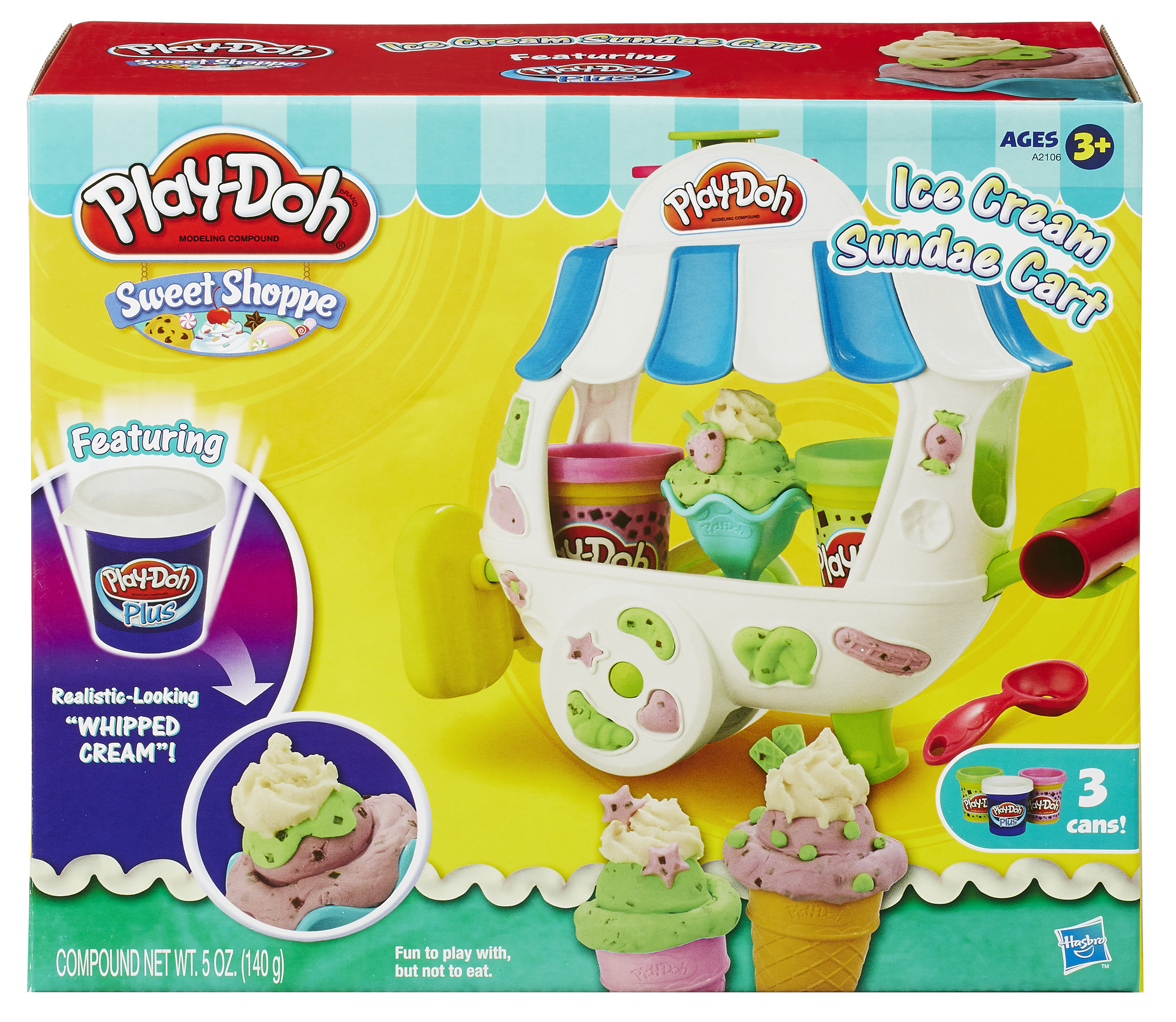 Play-Doh 15 Piece Sweet Shoppe Sundae Cart Plastic Play Food Set, Ice Cream (Multi-color) - image 2 of 3