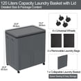 thumbnail image 2 of Minekkyes 120 L Plastic Divided Laundry Hamper with Removable Bags, 2-Section Dirty Clothes Laundry Basket with Wheels, Collapsible Lidded Laundry Organizer, Gray, 2 of 7