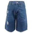 thumbnail image 7 of Oplxuo Women's Ripped Denim Bermuda Shorts, Stretchy Casual Summer High Waisted Loose Knee Lenght Jean Shorts with Pockets, 7 of 7