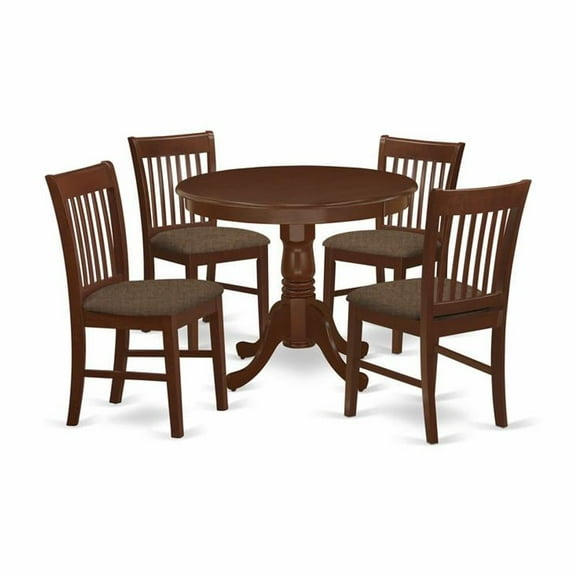 East West Furniture Dining Room Set Mahogany, ANNO5-MAH-C