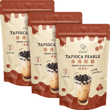 Soeos Tapioca pearls 8.8 oz , 3 packs, total weight 26.4 oz, Boba Pearl, Boba for Tea
