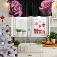 thumbnail image 5 of Pink Rose Curtain Valances for Windows, Kitchen Valance Window Treatments Panel 2 Pack, Vintage Abstract Garden Flower Floral Black Rod Pocket Short Curtains for Bathroom Bedroom 42 x 12 Inch, 5 of 8