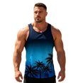 thumbnail image 2 of Beach Tank Tops for Men Coconut Tree Graphic Hawaii Tropical Vacation Casual Crewneck Sleeveless Shirt, 2 of 5
