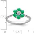 thumbnail image 3 of 14K White Gold Emerald And Diamond Floral Ringsize 7 (Width 1.3 To 2.1) - Jbsp, 3 of 5