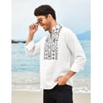 thumbnail image 4 of COOFANDY Mens Shirt Henley White Floral Print Casual Cotton Linen Beach Moroccan Men Clothing Hawaiian, 4 of 6