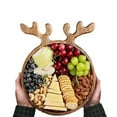 thumbnail image 2 of Bandeja de madera para servir con asas de astas, diseño de reno navideño, organizador de platos de madera decorativo, bandeja para comida, aperitivos y frutas., 2 of 6