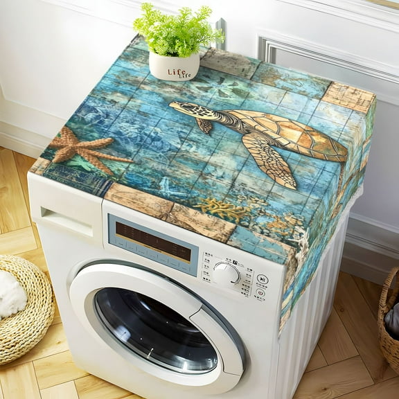 WOBOGO Turtle Coral Figure Washing Machine Cloth Dryer Refrigerator Top Cover Protective Non-Slip Mat For Kitchen Laundry