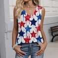thumbnail image 2 of 4th Of July Outfits for Women Patriotic Star Print V-Neck Sleeveless Tank Top Patriotic Soft Relaxed Fit Summer Travel T-Shirts,L,#01 White, 2 of 5
