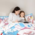 thumbnail image 4 of Castle Fairy Baseball Letter E Print King Bedding 7pcs, Sport Ice Cream Drip King Bed in a Bag, Pink Blue White, 4 of 7