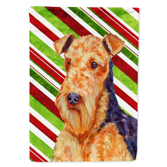 Carolines Treasures LH9246-FLAG-PARENT Airedale Candy Cane Holiday Christmas  Flag  multicolor