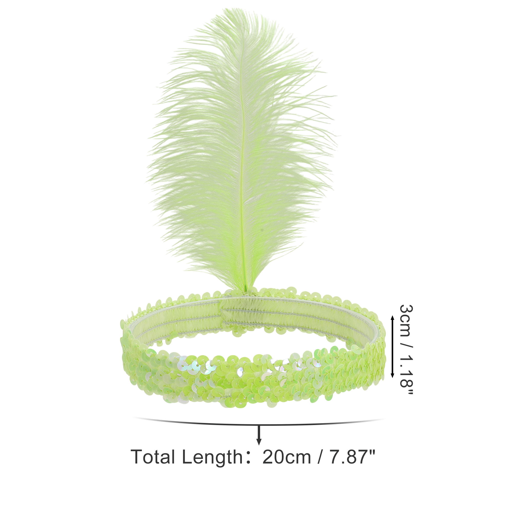 Unique Bargains Feathers Faux Diamond Headbands Light Green