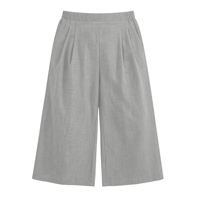 TEAJOPSUU Plus Size Cropped Wide Leg Pants for Women Elastic High