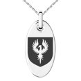 thumbnail image 1 of Stainless Steel Phoenix Resurrection Coat of Arms Shield Engraved Small Oval Charm Pendant Necklace, 1 of 1