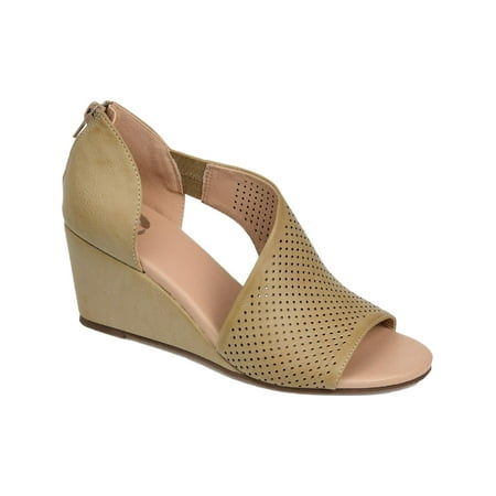 

Journee Collection Womens Aretha Faux Leather peep toe Wedge Heels