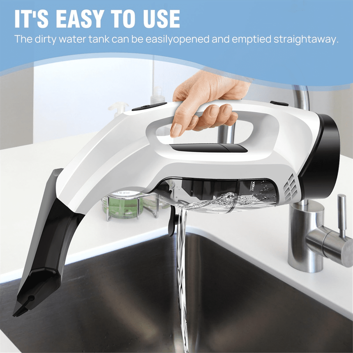 Cordless , Rechargeable Window Vacuum Cleaner with Squeegee , 150ml Water Tank, Light Weight US Plug