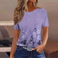 thumbnail image 2 of Tops de Manga Corta de Algodón para Mujeres Cuello Redondo Impreso Casual, Blusa de Moda para el Hogar Y el Uso Diario, 2 of 6