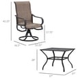 thumbnail image 2 of 5-Piece Patio Dining Set with Swivel Rocker Chairs - Outdoor Furniture for Garden, Lawn & Backyard - Black Steel Frame with Mesh Seating - 37" Table, 2 of 7