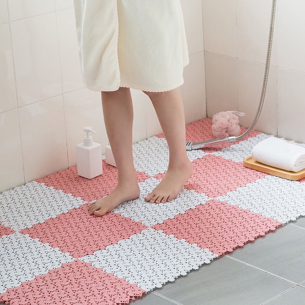 1pc Bathroom Splicing Non-slip Mat, Shower Floor Mat With Drain Holes,  Quick Drain Shower Room Mat, Waterproof Pad