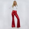 thumbnail image 4 of YueHuiYing Women's Shiny Faux Leather High Waist Skinny Pants Stretchy Tummy Control Party Club Night Out, 4 of 5